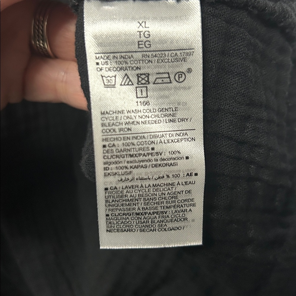 Boho Embroidered Gauzy Peasant Top - Black - Picture 5 of 5